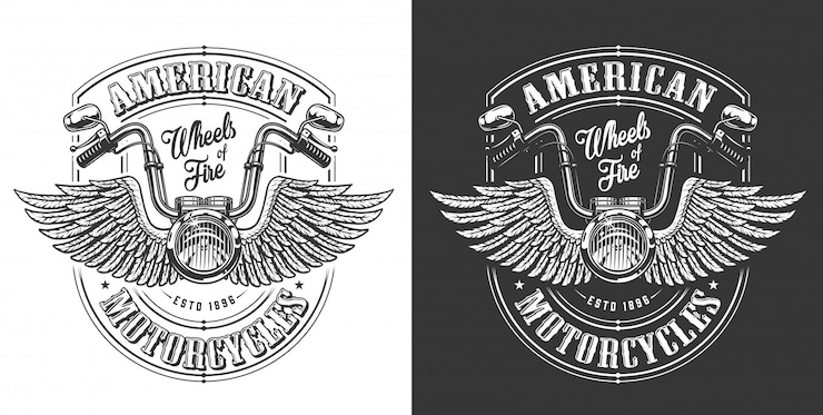 Free Vector biker emblem with wings