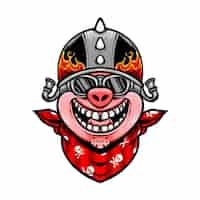 Free vector biker pig character cartoon vector