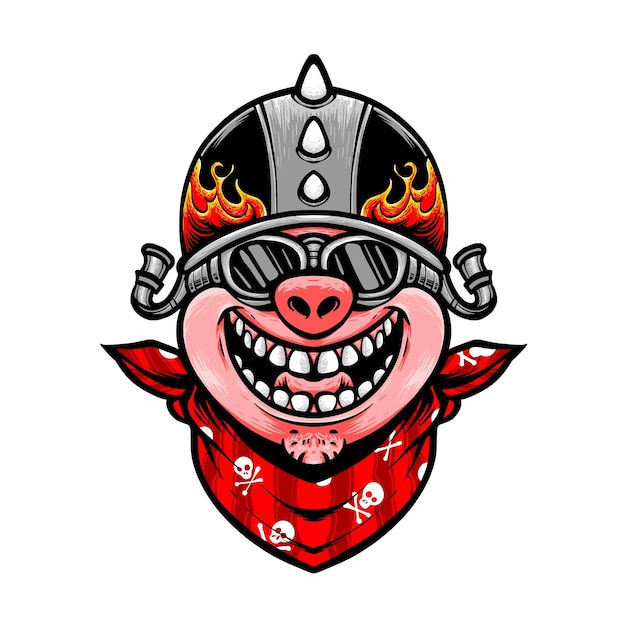 Biker pig character cartoon vector