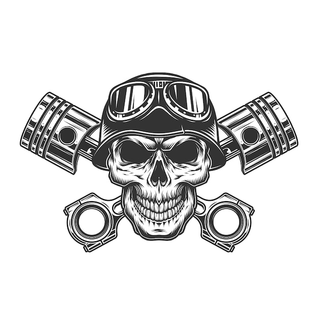 Skull bandana helmet bikers rock symbols tattoo Vector Image