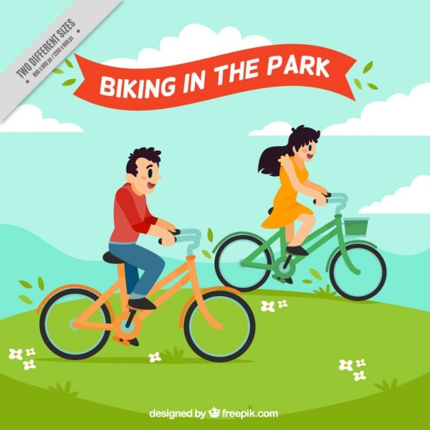 Free vector biking in the park