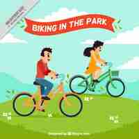 Free vector biking in the park