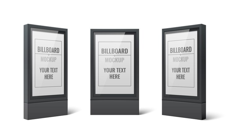 Free Vector billboard advertising realistic icons set with outdoor panel mockups isolated vector illustration