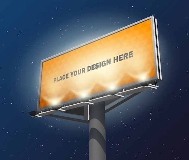 Free vector billboard lighted night image