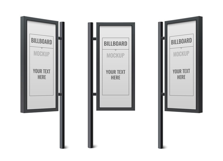 Free Vector billboard realistic icons set with street advertising mockups isolated vector illustration