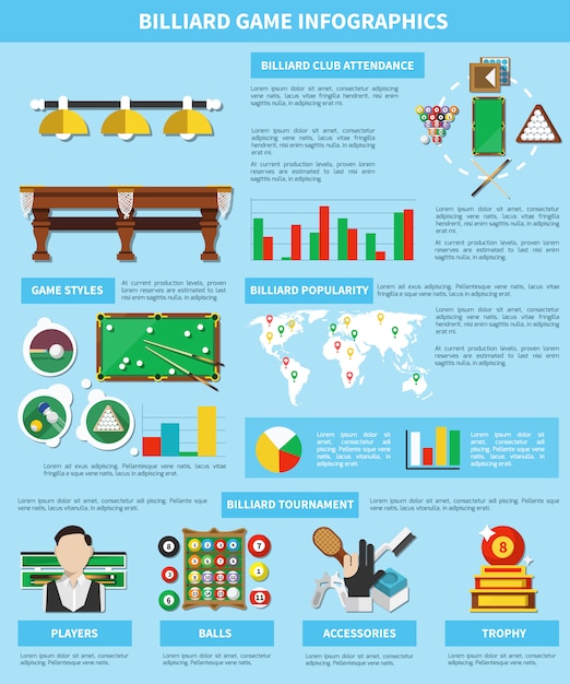 Free vector billiard game infographics