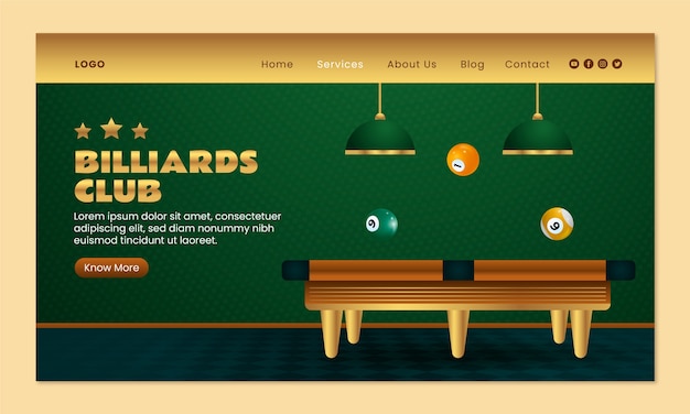 Free vector billiards club template design