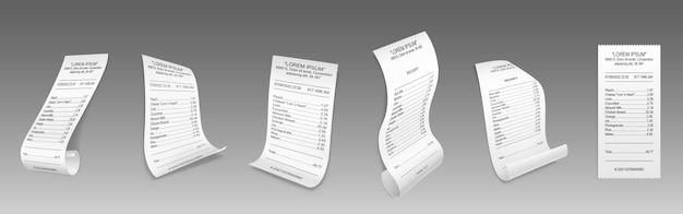 Free vector bills receipts paper cheques purchase invoices