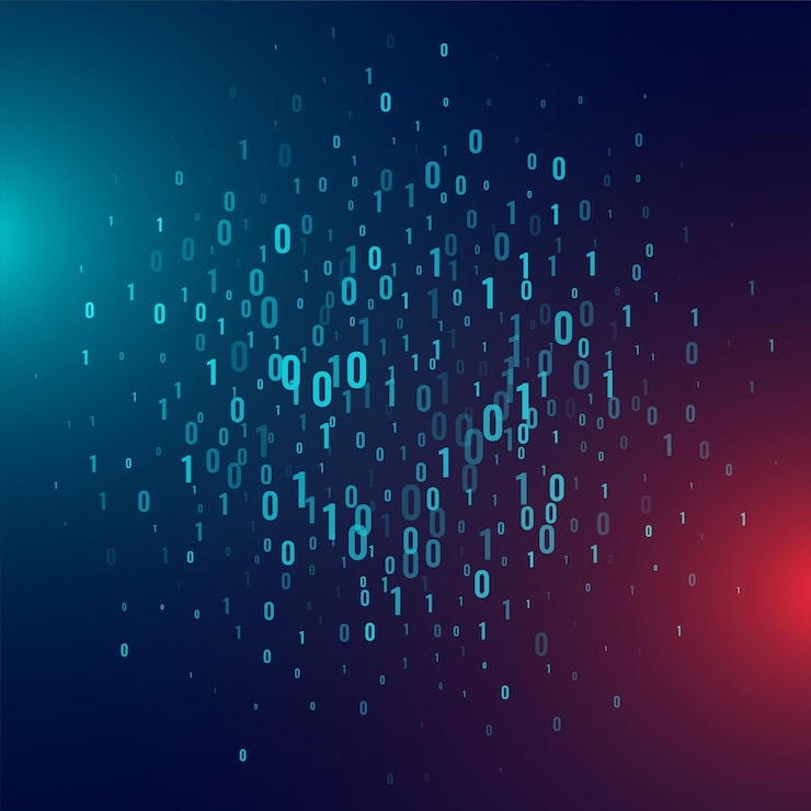 Free Vector binary code web algorithm background with shiny effect