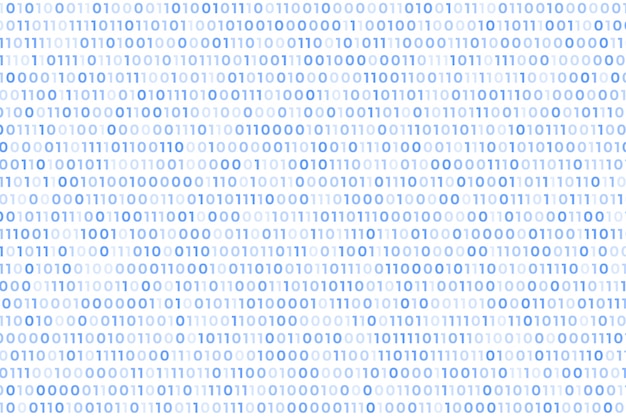 Двоичный код на белом фоне с плавающими числами