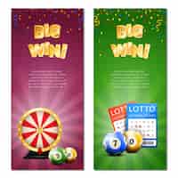 Бесплатное векторное изображение Бинго лотерея вертикальные баннеры
