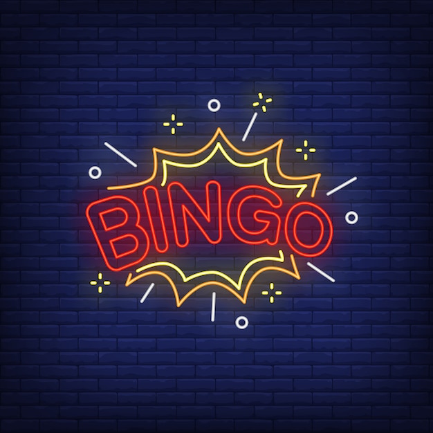 Vettore gratuito bingo neon lettering ed esplosione