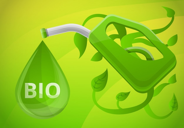 Bio fuel station concept illustration, cartoon style