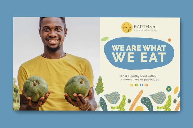 Free vector bio & healthy food banner template