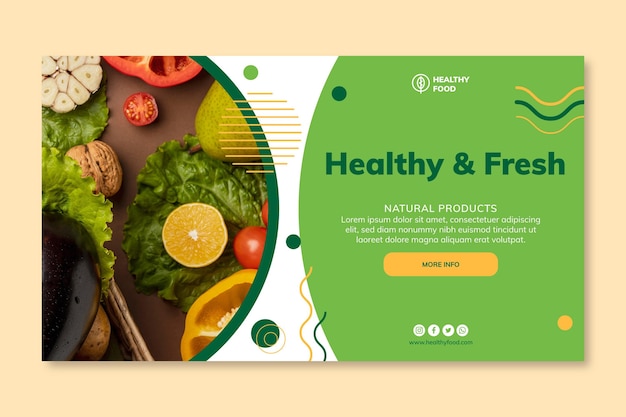 Free vector bio & healthy food banner template