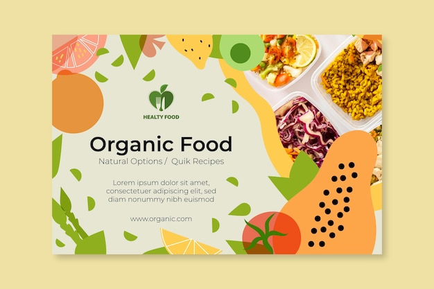 Free vector bio and healthy food banner with photo