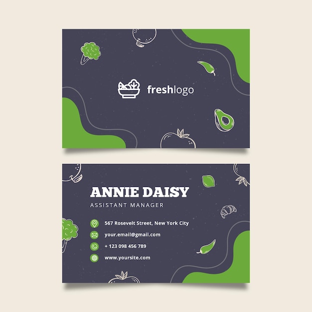 Free vector bio and healthy food business card