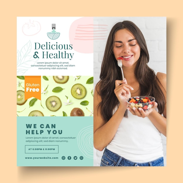 Free vector bio and healthy food flyer template