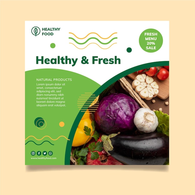Free vector bio & healthy food flyer template