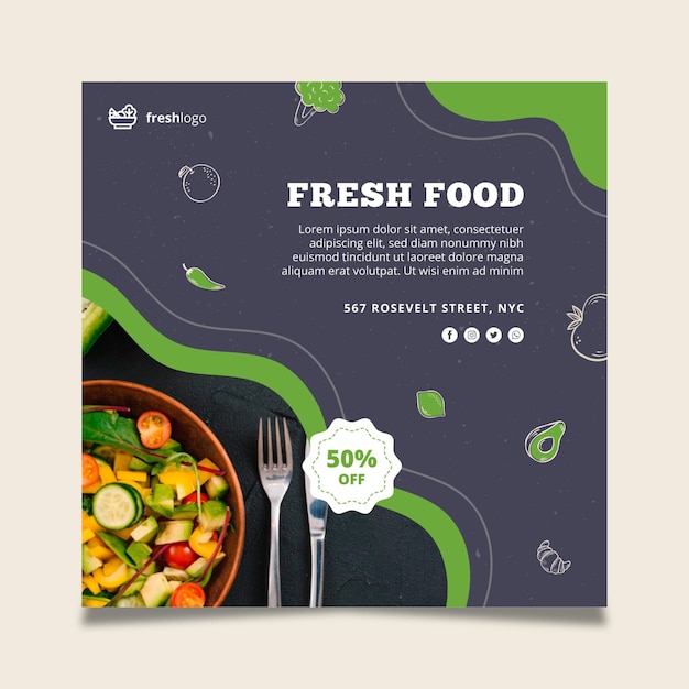 Bio and healthy food flyer with photo