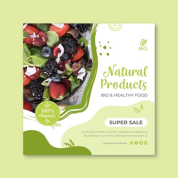 Free vector bio and healthy food flyer