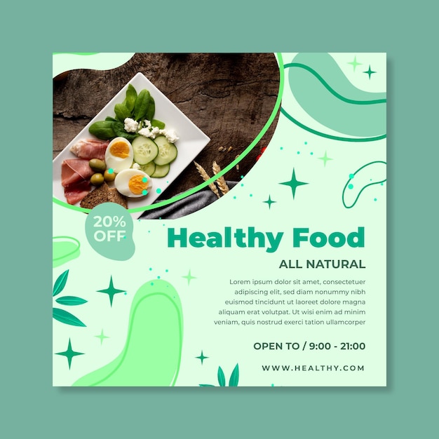 Free vector bio & healthy food flyer