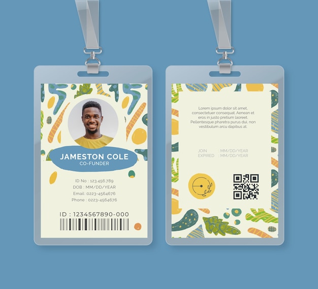 Free vector bio & healthy food id card template