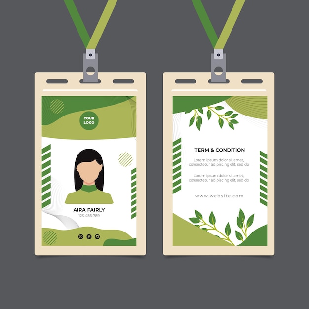 Free vector bio and healthy food id card template