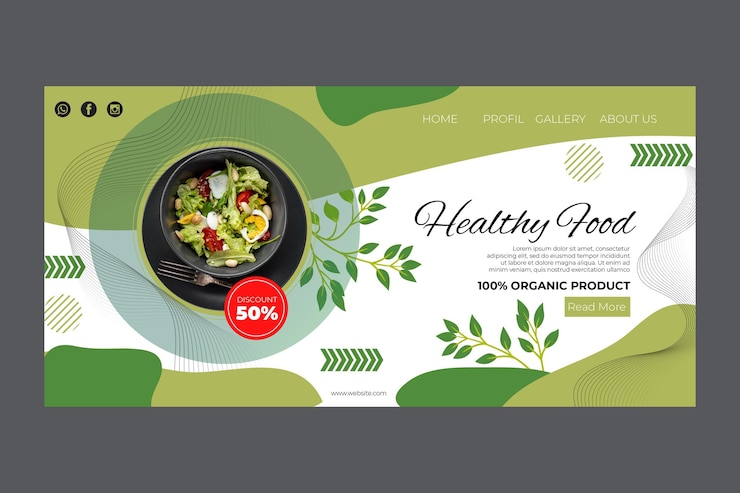 मुफ़्त वेक्टर bio and healthy food landing page template