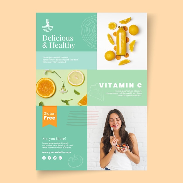 Free vector bio and healthy food poster template