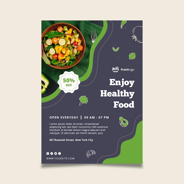 Bio and healthy food poster with photo