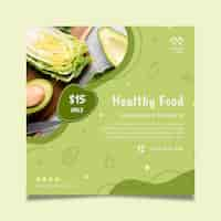 Free vector bio and healthy food squared flyer template