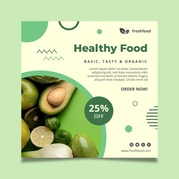 Bio and healthy food squared flyer