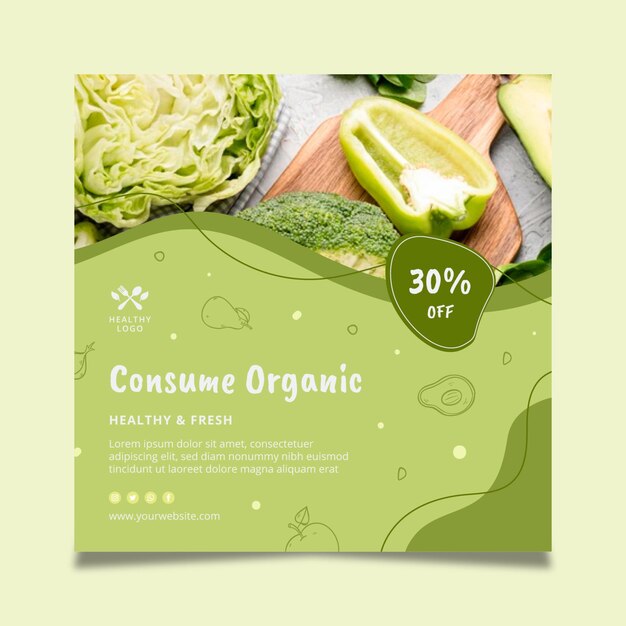 Bio and healthy food squared flyer