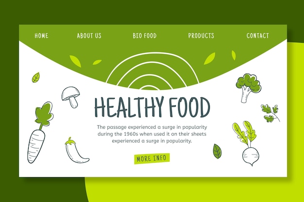 Free vector bio & healthy foodlanding page