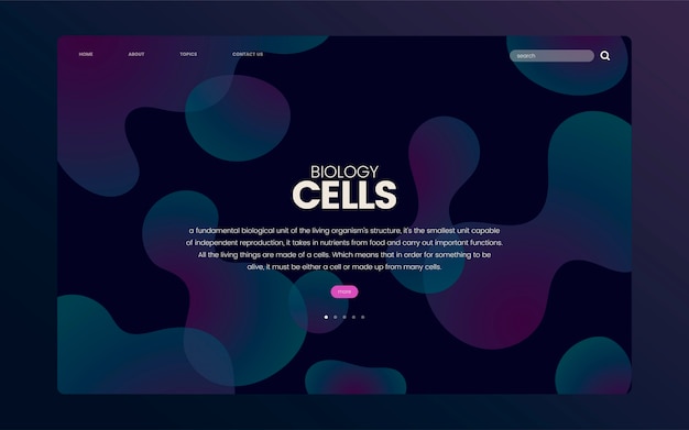 Grafica del sito web informativo delle cellule di biologia