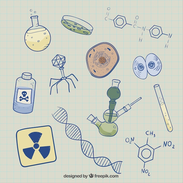 Free vector biology sketches background