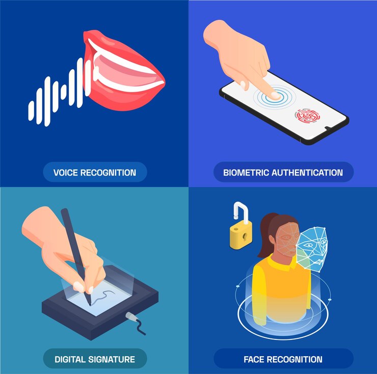 Free Vector biometric authentication card set