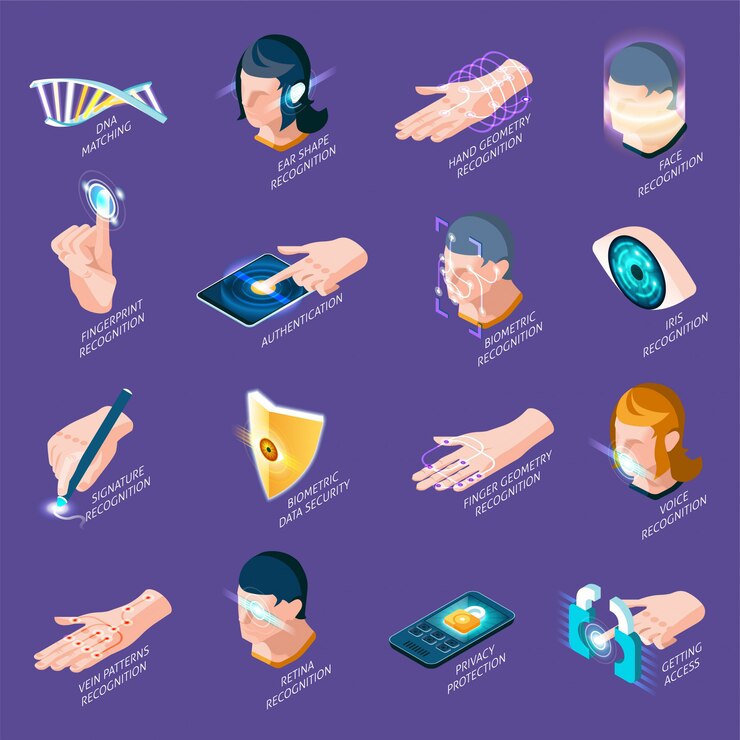 Free Vector biometric authentication isometric elements