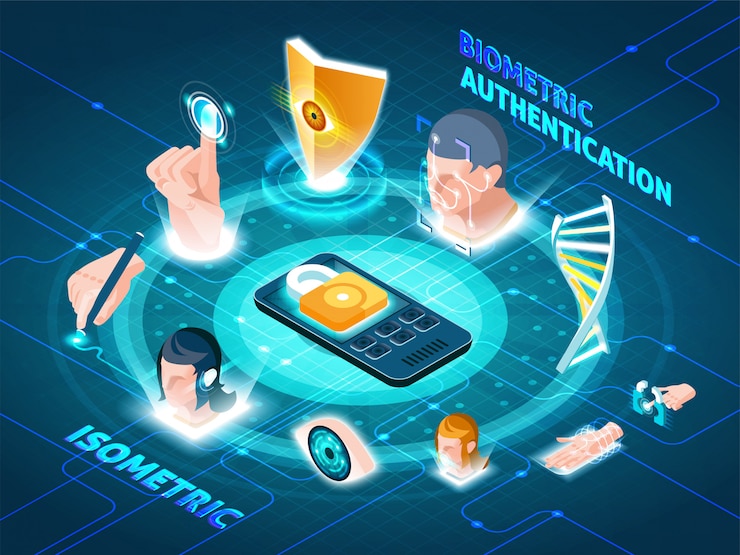 Free Vector biometric authentication methods isometric composition