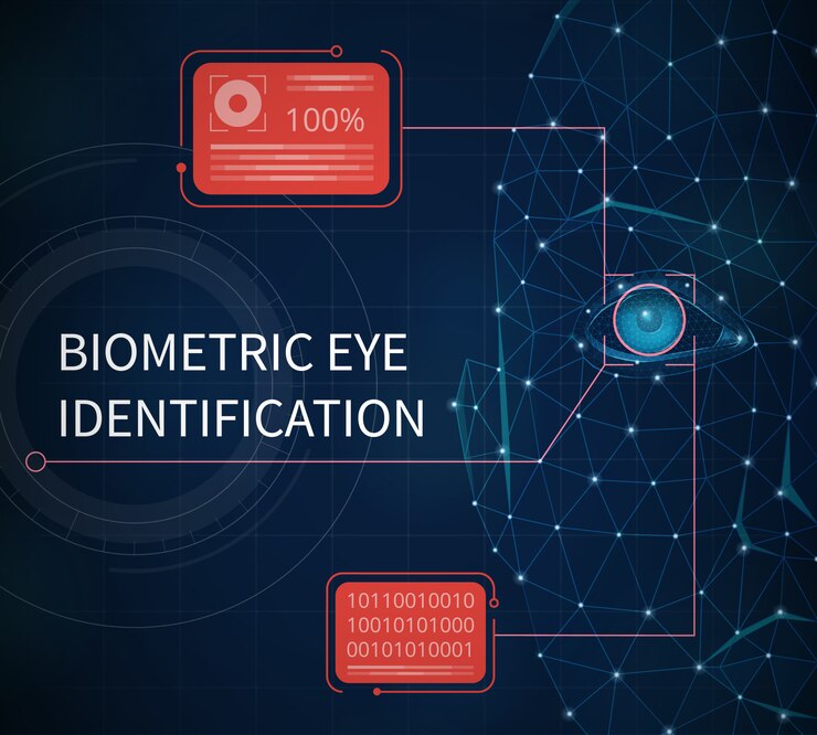 Free Vector biometric eye identification abstract illustrated providing protection using identification by eye iris vector illustration