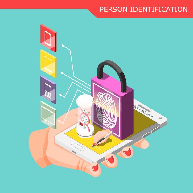 Biometric ID Isometric Composition