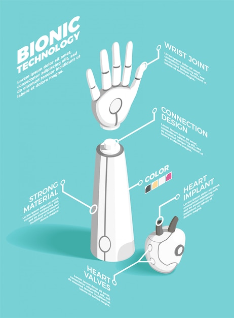 Free vector bionics technology isometric composition