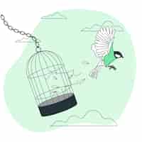 Free vector bird breaking out of cage concept illustration