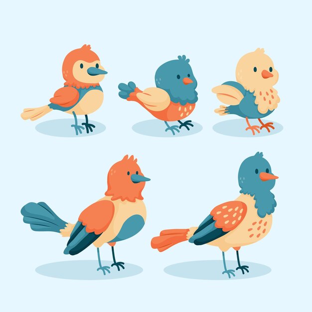 Free vector bird collection hand-drawn concept