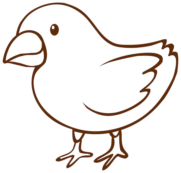 Bird in doodle simple style on white background