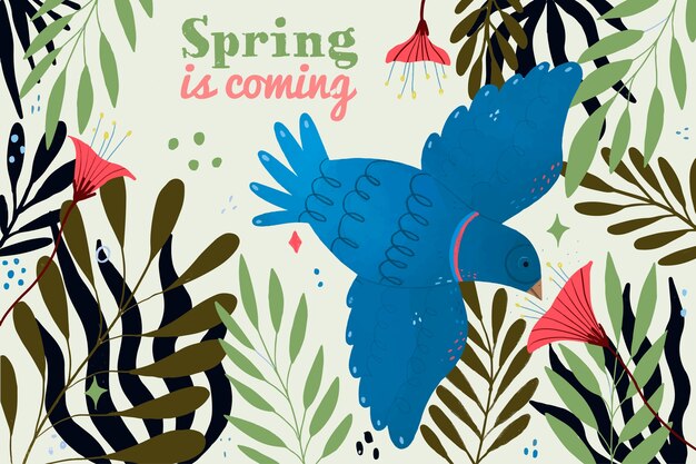 Free Vector bird flying spring is coming season