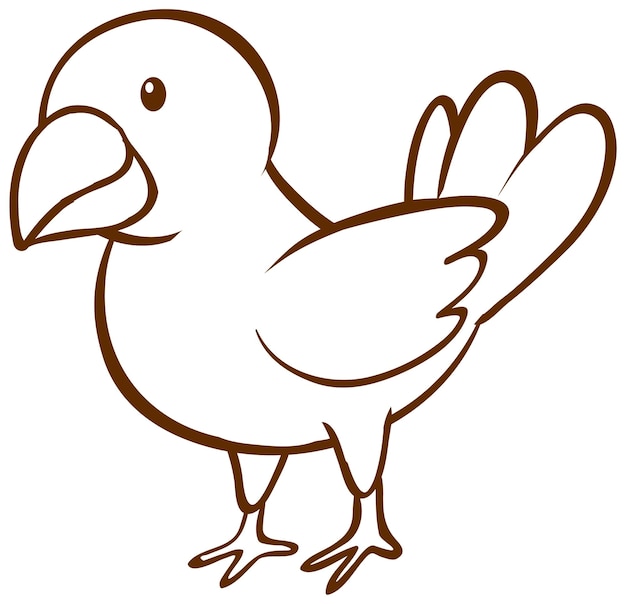 Птица в простом стиле каракули на белом фоне