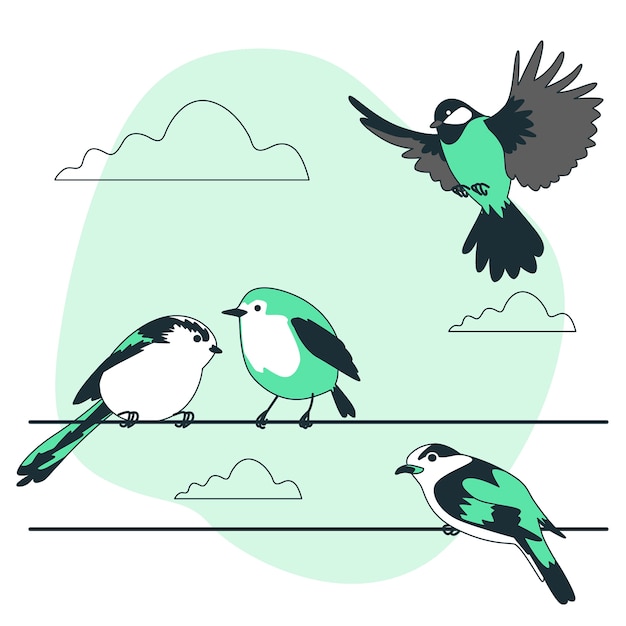 無料ベクター ワイヤー上の鳥の概念図