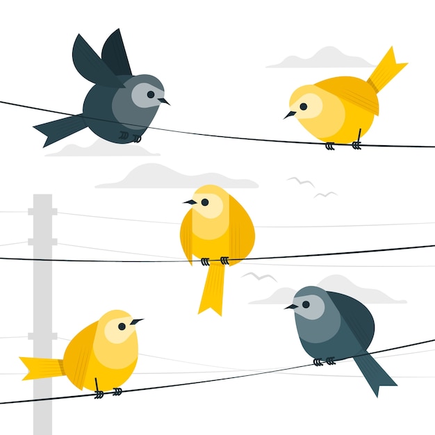 Бесплатное векторное изображение Птица на иллюстрации концепции провода